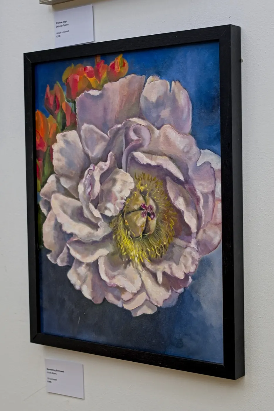 The wedding peony painting in a black frame